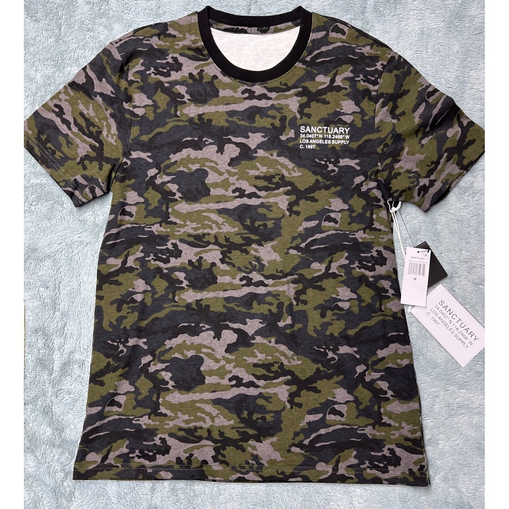 Sanctuary Los Angeles Supply‎ Short Sleeve Logo T-Shirt Dark Camo Men's MED NEW